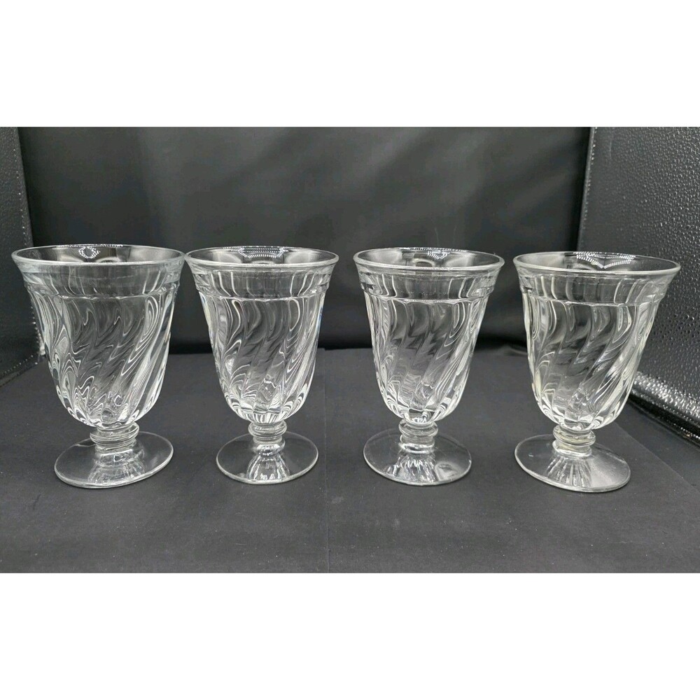 Fostoria Colony Swirl Iced Tea Glasses 1950s Vintage 4 Glasses Water
